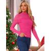imageAllegra K Mesh Top Women Sheer Long Sleeve Mock Neck Slim Fit Shirts Trendy Fall Outfit Ruched Going Out TopsHot Pink