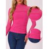 imageAllegra K Mesh Top Women Sheer Long Sleeve Mock Neck Slim Fit Shirts Trendy Fall Outfit Ruched Going Out TopsHot Pink