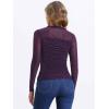 imageAllegra K Mesh Top Women Sheer Long Sleeve Mock Neck Slim Fit Shirts Trendy Fall Outfit Ruched Going Out TopsPurple