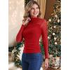 imageAllegra K Mesh Top Women Sheer Long Sleeve Mock Neck Slim Fit Shirts Trendy Fall Outfit Ruched Going Out TopsReds
