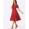 imageAllegra K Peasant Smocked Dress for Womens Short Sleeve Midi Summer Casual Tiered ALine DressBurgundy