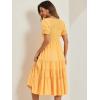 imageAllegra K Peasant Smocked Dress for Womens Short Sleeve Midi Summer Casual Tiered ALine DressLight Orange