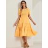 imageAllegra K Peasant Smocked Dress for Womens Short Sleeve Midi Summer Casual Tiered ALine DressLight Orange