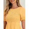imageAllegra K Peasant Smocked Dress for Womens Short Sleeve Midi Summer Casual Tiered ALine DressLight Orange