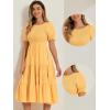 imageAllegra K Peasant Smocked Dress for Womens Short Sleeve Midi Summer Casual Tiered ALine DressLight Orange