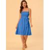 imageAllegra K Summer Boho Dress for Womens Smocked Spaghetti Strap Tie Waist Ruffle Beach Cami DressesBlue
