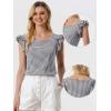 imageAllegra K Summer Gingham Tops for Womens Square Neck Ruffle Cap Sleeve BlousesBlack
