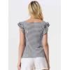 imageAllegra K Summer Gingham Tops for Womens Square Neck Ruffle Cap Sleeve BlousesBlack