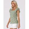 imageAllegra K Summer Gingham Tops for Womens Square Neck Ruffle Cap Sleeve BlousesDark Green