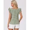 imageAllegra K Summer Gingham Tops for Womens Square Neck Ruffle Cap Sleeve BlousesDark Green