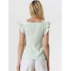 imageAllegra K Summer Gingham Tops for Womens Square Neck Ruffle Cap Sleeve BlousesGreen