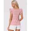 imageAllegra K Summer Gingham Tops for Womens Square Neck Ruffle Cap Sleeve BlousesPink