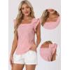 imageAllegra K Summer Gingham Tops for Womens Square Neck Ruffle Cap Sleeve BlousesPink