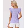 imageAllegra K Summer Gingham Tops for Womens Square Neck Ruffle Cap Sleeve BlousesPurple