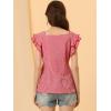 imageAllegra K Summer Gingham Tops for Womens Square Neck Ruffle Cap Sleeve BlousesRed