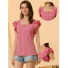 imageAllegra K Summer Gingham Tops for Womens Square Neck Ruffle Cap Sleeve BlousesRed