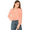 imageAllegra K Womens 1950s Vintage Long Sleeve Printed Button Down Tops Small Dark Pink Heart