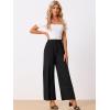 imageAllegra K Womens 2025 Summer Casual Pants Loose High Waist Drawstring Wide Leg Palazzo Trousers with PocketsBlack