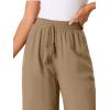 imageAllegra K Womens 2025 Summer Casual Pants Loose High Waist Drawstring Wide Leg Palazzo Trousers with PocketsBrown