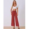imageAllegra K Womens 2025 Summer Casual Pants Loose High Waist Drawstring Wide Leg Palazzo Trousers with PocketsDark Red