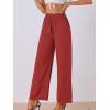 imageAllegra K Womens 2025 Summer Casual Pants Loose High Waist Drawstring Wide Leg Palazzo Trousers with PocketsDark Red