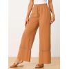 imageAllegra K Womens 2025 Summer Casual Pants Loose High Waist Drawstring Wide Leg Palazzo Trousers with PocketsDusty Orange