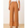 imageAllegra K Womens 2025 Summer Casual Pants Loose High Waist Drawstring Wide Leg Palazzo Trousers with PocketsDusty Orange