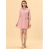 imageAllegra K Womens 34 Sleeve Button Front Flare Mini Shirt Dress Small Pink