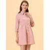 imageAllegra K Womens 34 Sleeve Button Front Flare Mini Shirt Dress Small Pink