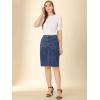 imageAllegra K Womens Basic Distressed High Waist Ripped Hem Washed Jeans Denim SkirtDark Blue