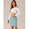 imageAllegra K Womens Basic Distressed High Waist Ripped Hem Washed Jeans Denim SkirtDusty Blue