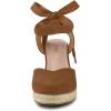 imageAllegra K Womens Closed Toe Espadrilles Wedges Tie Up Wedge SandalsBrown