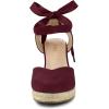 imageAllegra K Womens Closed Toe Espadrilles Wedges Tie Up Wedge SandalsBurgundy