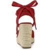 imageAllegra K Womens Closed Toe Espadrilles Wedges Tie Up Wedge SandalsRed