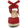 imageAllegra K Womens Closed Toe Espadrilles Wedges Tie Up Wedge SandalsRed