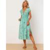 imageAllegra K Womens Deep V Neck Boho Floral Smocked Waist Midi DressGreen