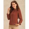 imageAllegra K Womens Fall Blouse 2025 Long Sleeve Ruffle Tie Neck Business Work TopCaramel