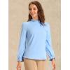 imageAllegra K Womens Fall Blouse 2025 Long Sleeve Ruffle Tie Neck Business Work TopSky Blue