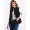 imageAllegra K Womens Fleece Vest Button Down Sleeveless Jacket with Pockets Oversized Fuzzy VestsBlack