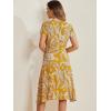 imageAllegra K Womens Floral Leaves Wrap Dress Tie Waist Hawaiian Beach Tropical Summer DressYellow