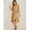 imageAllegra K Womens Floral Leaves Wrap Dress Tie Waist Hawaiian Beach Tropical Summer DressYellow