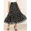 imageAllegra K Womens Floral Skirt Chiffon Aline Long Tiered Ruffle Boho Summer Midi SkirtsBlack