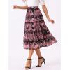 imageAllegra K Womens Floral Skirt Chiffon Aline Long Tiered Ruffle Boho Summer Midi SkirtsBlack Pinks