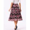 imageAllegra K Womens Floral Skirt Chiffon Aline Long Tiered Ruffle Boho Summer Midi SkirtsBlack Pinks