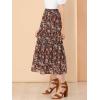 imageAllegra K Womens Floral Skirt Chiffon Aline Long Tiered Ruffle Boho Summer Midi SkirtsBlack Red