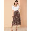 imageAllegra K Womens Floral Skirt Chiffon Aline Long Tiered Ruffle Boho Summer Midi SkirtsBlack Red