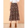 imageAllegra K Womens Floral Skirt Chiffon Aline Long Tiered Ruffle Boho Summer Midi SkirtsBlack Red