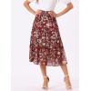 imageAllegra K Womens Floral Skirt Chiffon Aline Long Tiered Ruffle Boho Summer Midi SkirtsBurgundy