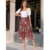 imageAllegra K Womens Floral Skirt Chiffon Aline Long Tiered Ruffle Boho Summer Midi SkirtsBurgundy