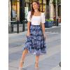 imageAllegra K Womens Floral Skirt Chiffon Aline Long Tiered Ruffle Boho Summer Midi SkirtsDeep Blue